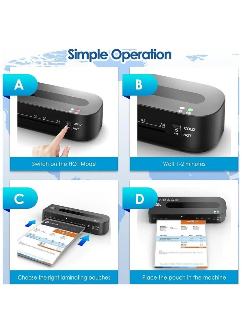 FN FN A4 Laminator Machine – 5-in-1 Thermal Laminating Kit – 9-Inch Max Width – Hot & Cold Lamination – 90s Fast Warm-Up – 320mm/min High-Speed Laminating – 15 Pouches – Paper Trimmer – Corner Rounder – Hole Puncher – Ideal for Home, Office, School  - Image 4