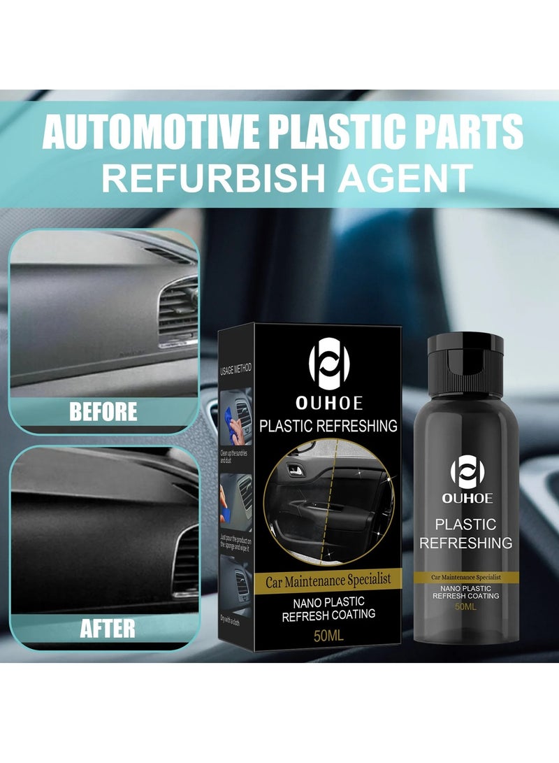 OUHOE Car Plastic Parts Refurbish Agent, Multipurpose Plastic Revitalizing Coating Agent, Durable Automotive Interior Cleaning Agent, Auto Polish And Repair Coating Renovator For Car Detailing, (50ml Set)  - Image 3