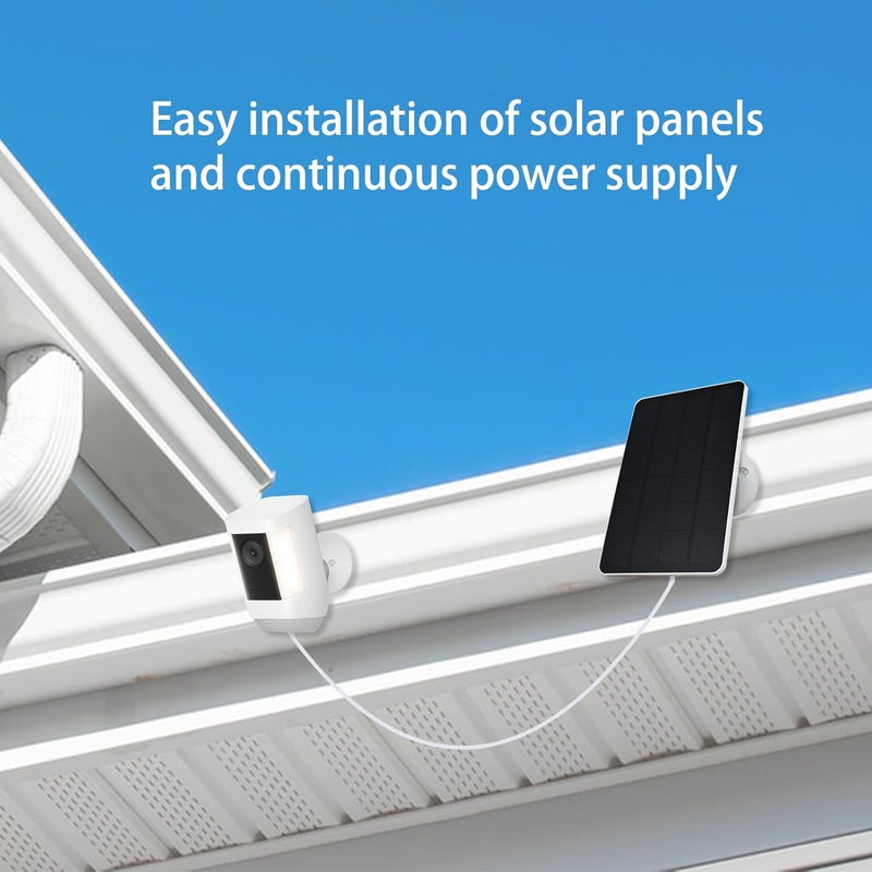 TEKCAM Solar Panel Compatible with Ring Spotlight Cam, Ring Stick Up Cam Battery, Ring Outdoor Cam Plus, 5V Solar Panel Charger with 9.8ft DC Charging Cable, Micro USB & Type C Port, Adjustable Wall Mount - Image 2