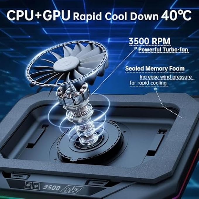 rayihni RAPID LAPTOP COOLING PAD FOR ASUS ROG TUF 15.6-18 INCH GAMING LAPTOPÏ¼Œ SPECIALLY COOLER DESIGNED FOR FAST COOLING OF GAMING LAPTOPÏ¼ŒCPU+GPU DIRECT RAPID COOLING OF 40 Â° C - Image 2