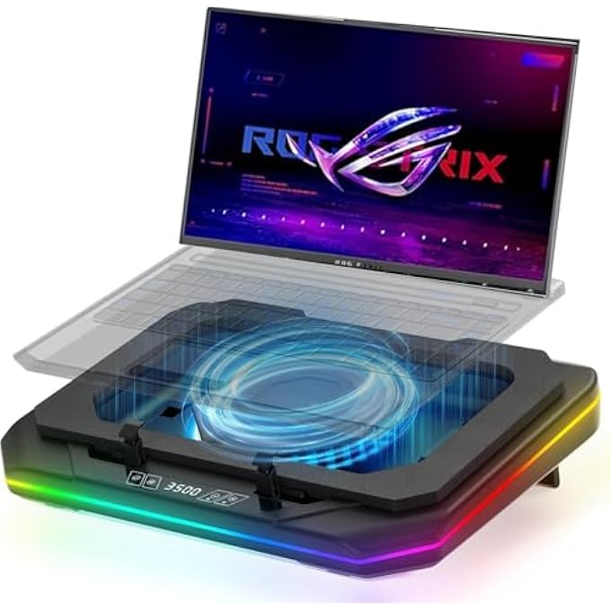 rayihni RAPID LAPTOP COOLING PAD FOR ASUS ROG TUF 15.6-18 INCH GAMING LAPTOPÏ¼Œ SPECIALLY COOLER DESIGNED FOR FAST COOLING OF GAMING LAPTOPÏ¼ŒCPU+GPU DIRECT RAPID COOLING OF 40 Â° C - Image 1