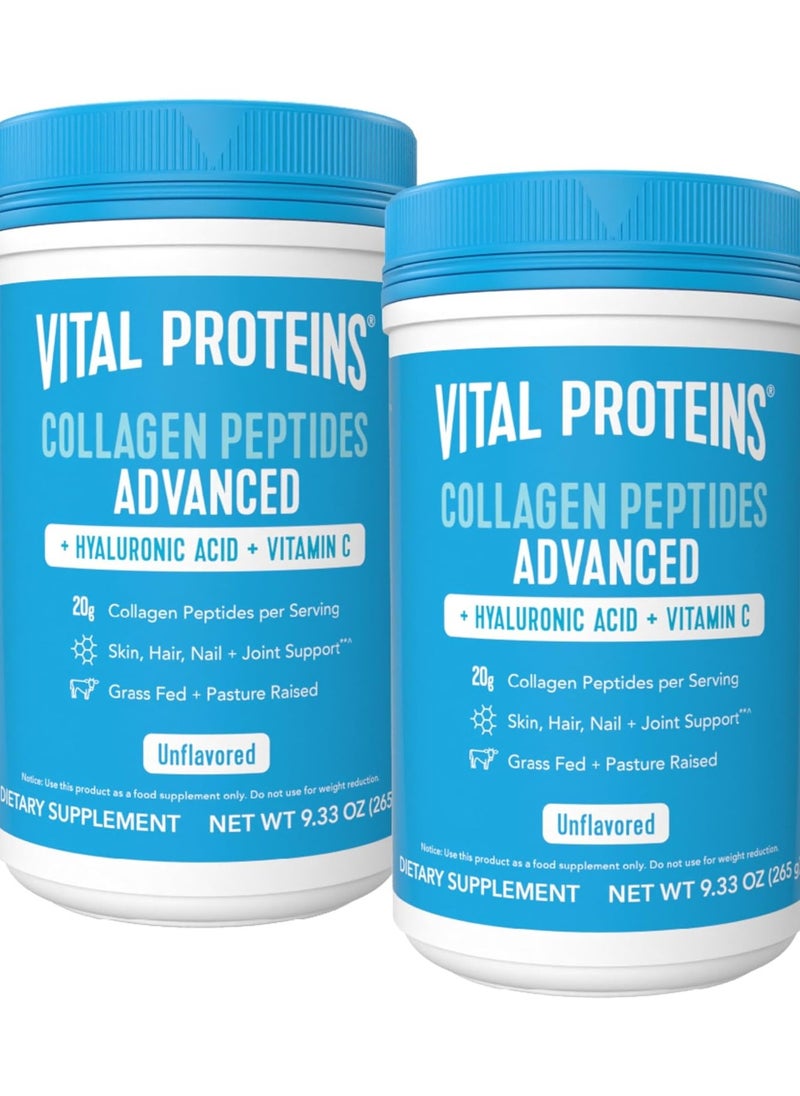 Vital Proteins (Pack of 2) Collagen Peptides with Hyaluronic Acid + Vitamin C, Unflavored, 2x9.33 oz Packaging May Vary  - Image 2