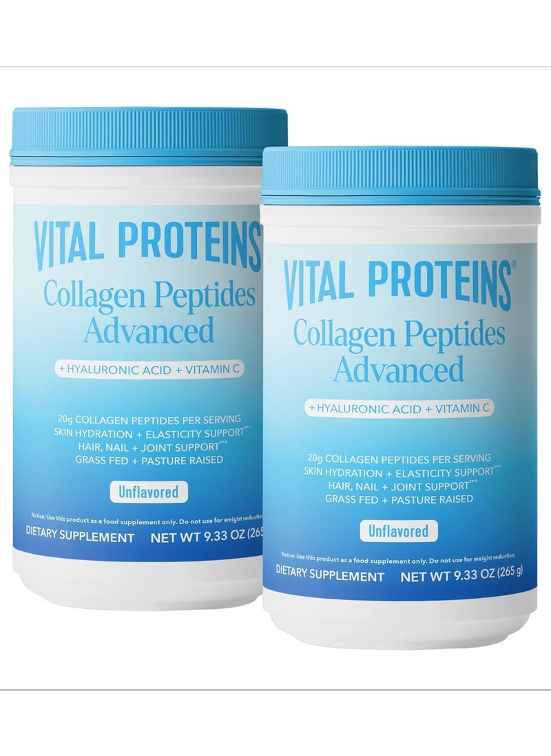 Vital Proteins (Pack of 2) Collagen Peptides with Hyaluronic Acid + Vitamin C, Unflavored, 2x9.33 oz Packaging May Vary  - Image 1
