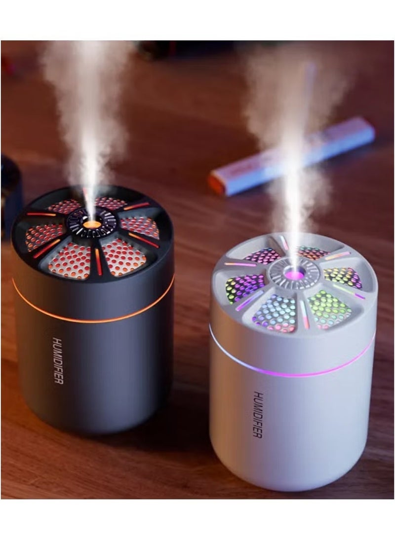 Car Air Humidifier with 6 Different Lights and 2 Mist Modes, 180ml Capacity - White - Image 2