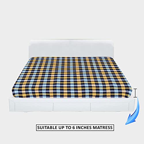 Star Weaves Cotton Mattress Cover for King Size Bed 78x72x6 - Mattress Protector Cover with Zip | Chain M04, Yellow - Image 4