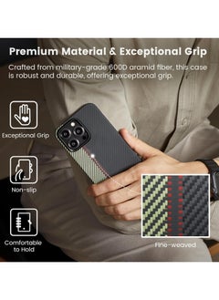 PITAKA Case for iPhone 15 Pro Compatible with MagSafe, Slim & Light iPhone 15 Pro Case 6.1-inch with a Case-Less Touch Feeling, 600D Aramid Fiber Made [Fusion Weaving MagEZ Case 4 - Overture]  - Image 4