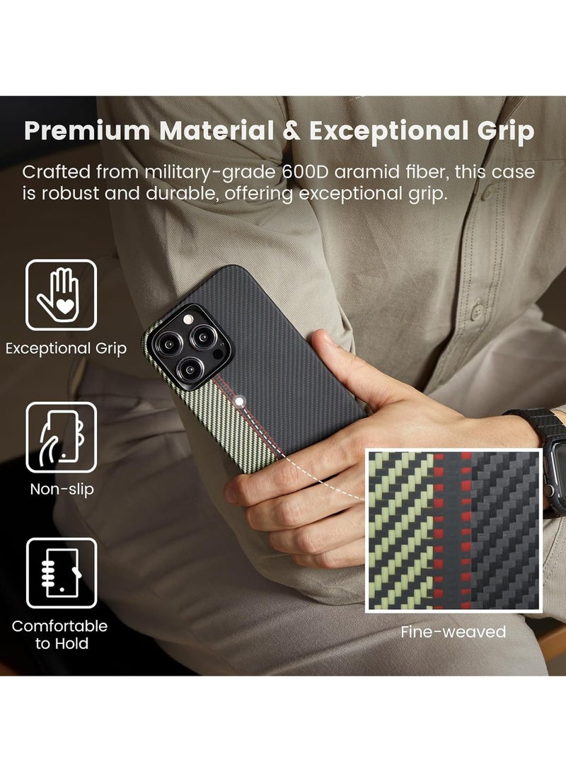 PITAKA Case for iPhone 15 Pro Compatible with MagSafe, Slim & Light iPhone 15 Pro Case 6.1-inch with a Case-Less Touch Feeling, 600D Aramid Fiber Made [Fusion Weaving MagEZ Case 4 - Overture]  - Image 4