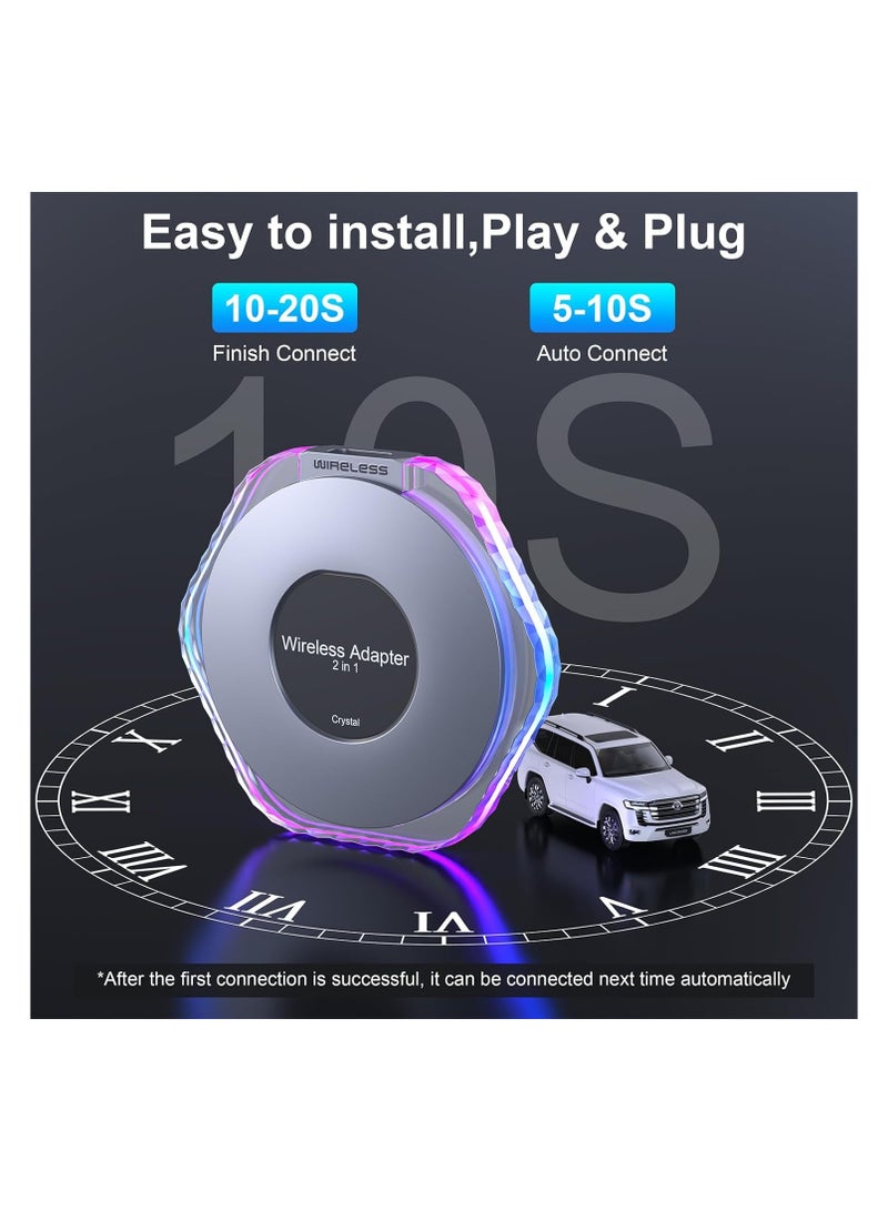 Wireless CarPlay and Android Auto Adapter, 2024 Plug & Play Magic Box for iOS 10+ and Android 11+, Includes USB-C and USB-A Cables, Easy Connection for Your Phone. - Image 4