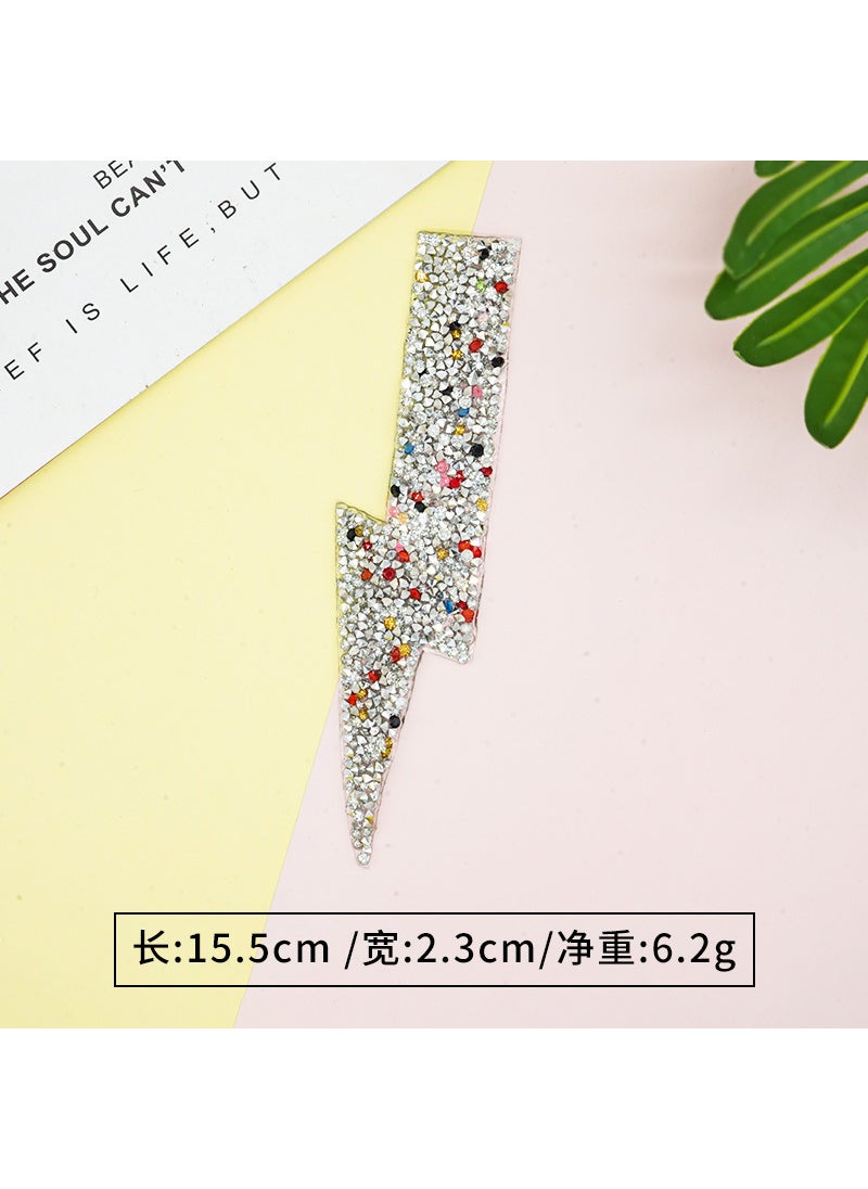Generic Zhaoshun resin color random drill Hot Melt Adhesive hot drill hot iron figure five-pointed star mouth patch clothing accessories lightning DIY15.5*2.3cm Lightning left 15.5*2.3cm Lightning left 