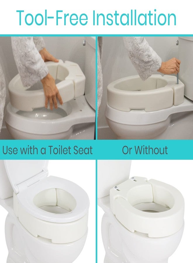 Vive Hinged Toilet Seat Riser Elevated Raised Seat Lifter For Handicapped Elderly And Seniors Medical Handicap Bathroom Safety Height Chair Tall High Portable Extender Standard Multi - Image 4