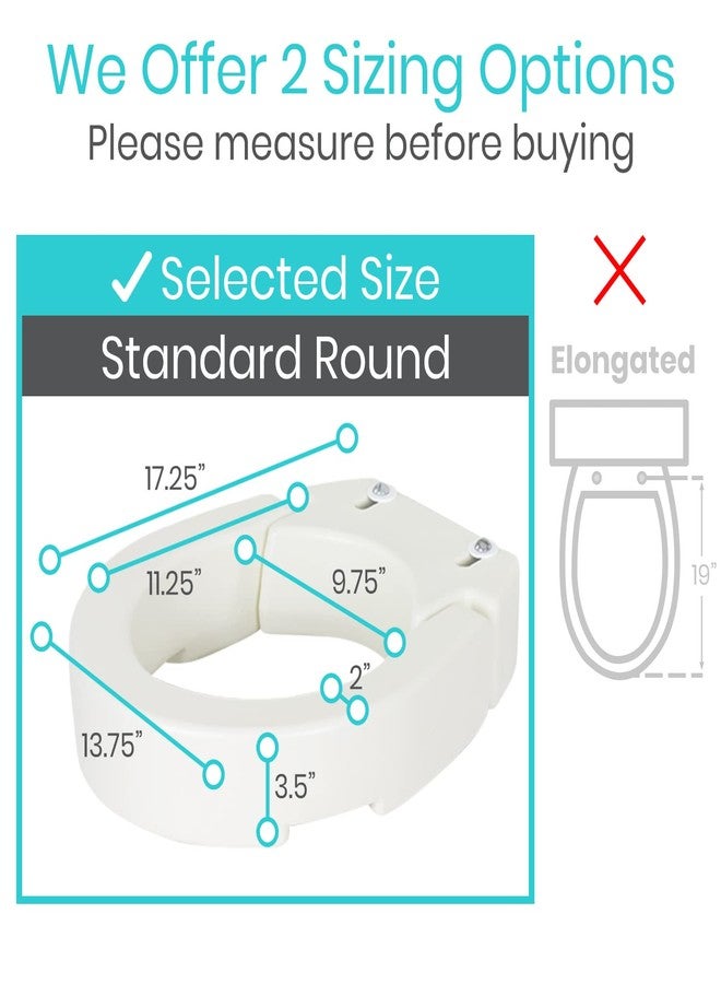 Vive Hinged Toilet Seat Riser Elevated Raised Seat Lifter For Handicapped Elderly And Seniors Medical Handicap Bathroom Safety Height Chair Tall High Portable Extender Standard Multi - Image 5