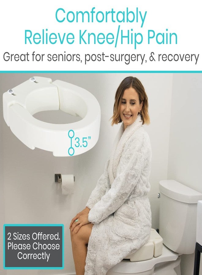 Vive Hinged Toilet Seat Riser Elevated Raised Seat Lifter For Handicapped Elderly And Seniors Medical Handicap Bathroom Safety Height Chair Tall High Portable Extender Standard Multi - Image 2