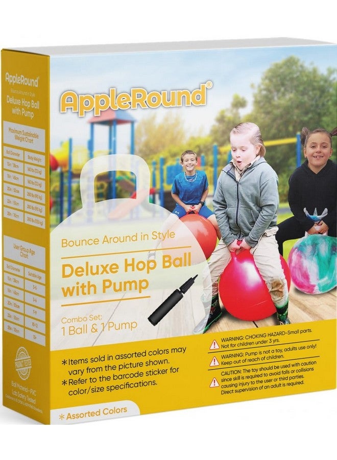 AppleRound Space Hopper Ball with Pump in Soccer Ball Style, 15in / 38cm Diameter for Ages 3-5, Kangaroo Bouncer, Hoppity Hippity Hop Ball, Sit-on Bouncy Ball with Handle - Image 3