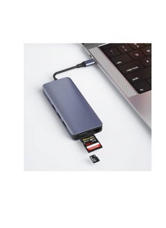 Generic YOOO 12-in-1 Type-C Hub, USB 3.0, Dual HDMI, RJ45 LAN, SD/TF Card Reader, 3.5mm Audio Jack, Type-C, 4K HD, PD Fast Charging – Grey  - Image 2