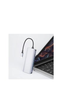 Generic YOOO 12-in-1 Type-C Hub, USB 3.0, Dual HDMI, RJ45 LAN, SD/TF Card Reader, 3.5mm Audio Jack, Type-C, 4K HD, PD Fast Charging – Grey  - Image 3