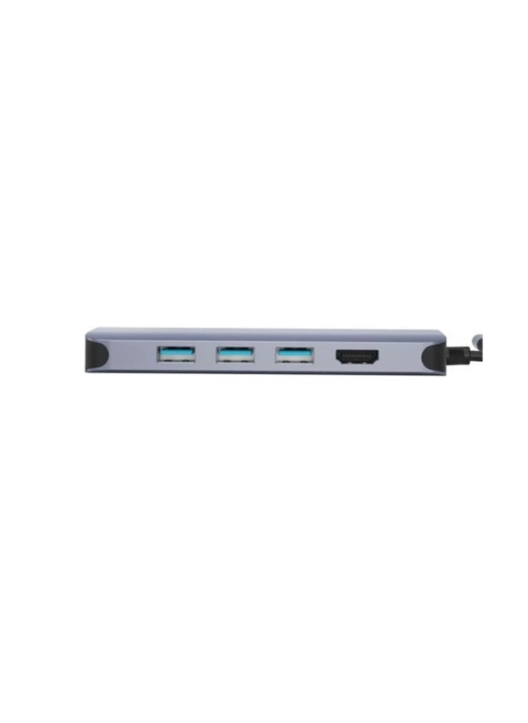 Generic - YOOO 12-in-1 Type-C Hub, USB 3.0, Dual HDMI, RJ45 LAN, SD/TF Card Reader, 3.5mm Audio Jack, Type-C, 4K HD, PD Fast Charging – Grey - Image 1