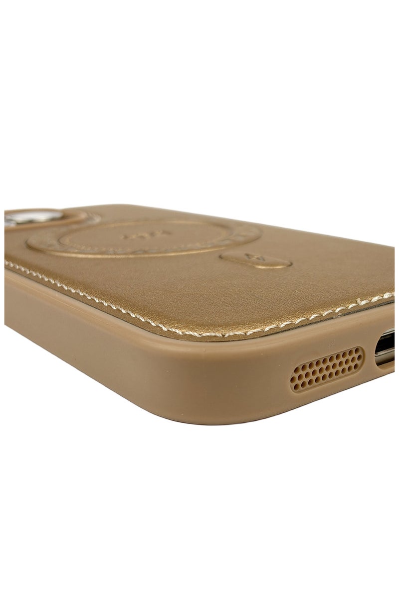 HDD Luxury Case Cover For iPhone 15 Pro Max MagSafe Magnetic Phone Case Raised edges around the screen help prevent scratches - Titanum Golden - Image 2