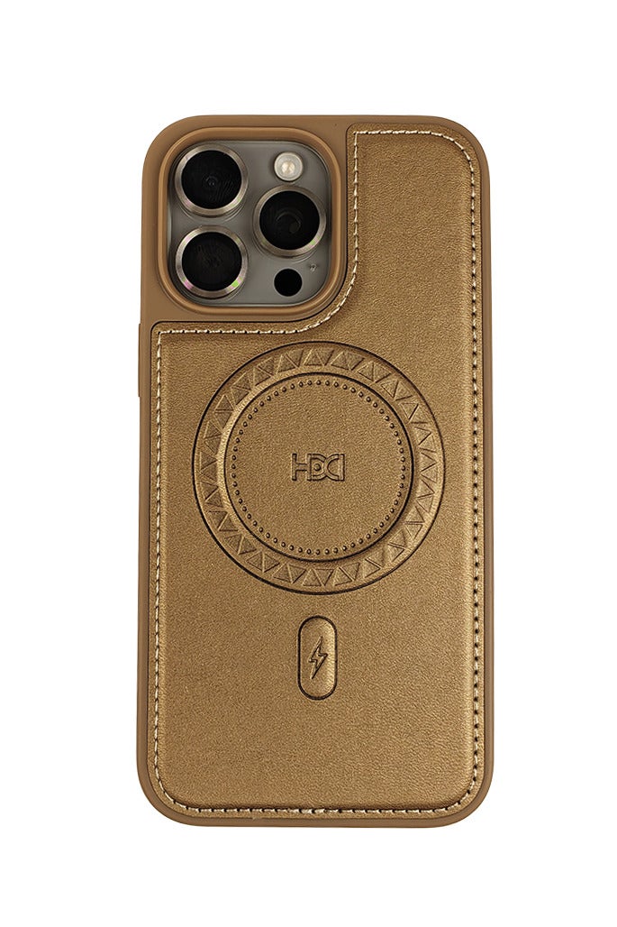 HDD Luxury Case Cover For iPhone 15 Pro Max MagSafe Magnetic Phone Case Raised edges around the screen help prevent scratches - Titanum Golden - Image 1