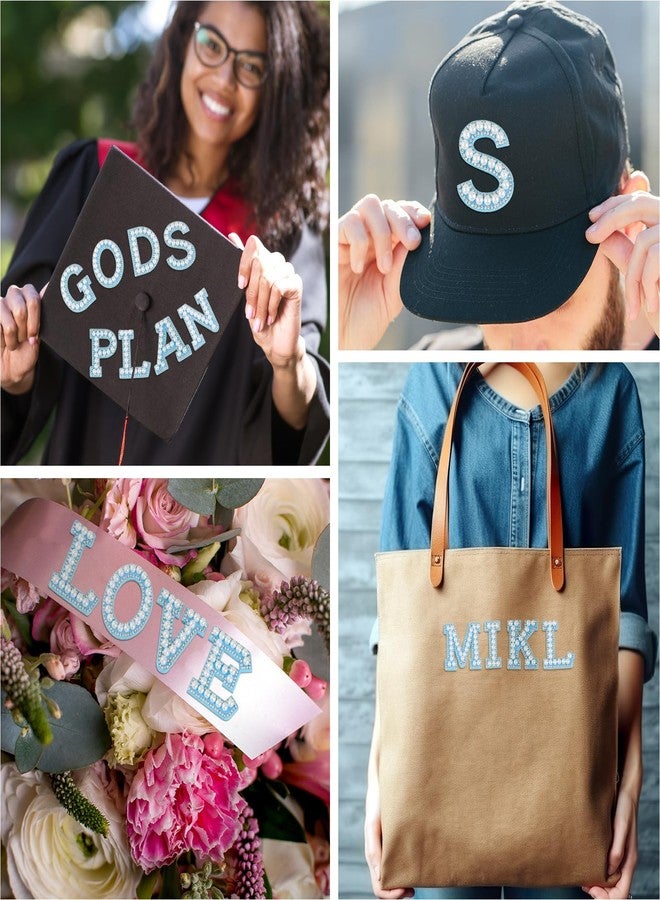 ASTARON Self-Adhesive Letter Stickers with Beads and Rhinestones (26, Blue, 4.5 cm) - Image 4