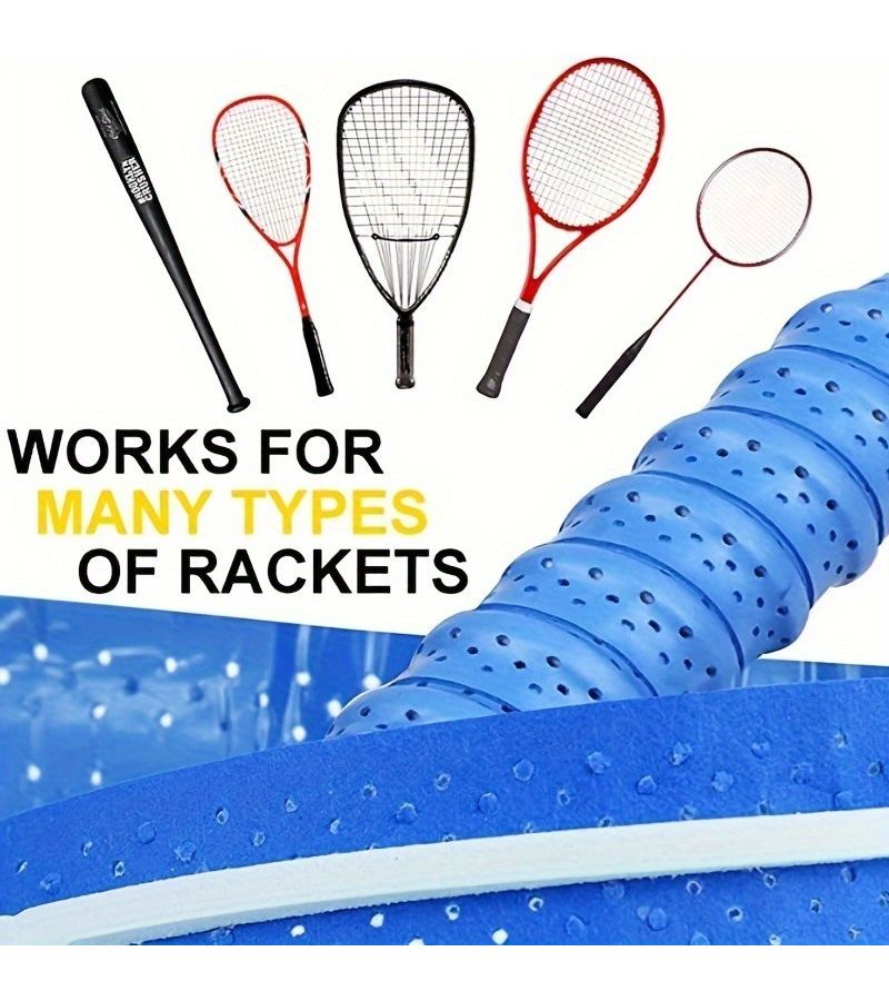3 Pack Blue Keel Grip Tape Non Slip Perforated Sweat Absorbent for Tennis Rackets Badminton Rackets Softball Bats Baseball Bats Table Tennis Rackets Fishing Rods Bicycle Handlebars Sweatband - Image 2