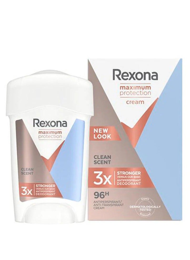 ريكسونا كريم مزيل للعرق برائحة نظيفة وحماية قصوى للنساء 45 مل