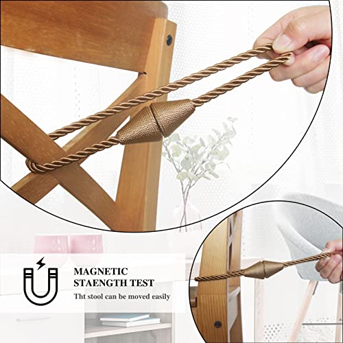 Nieffeiy 2 Pack Magnetic Curtain Tiebacks Rope Modern Handmade Curtain Tie Backs Decorative Drapes Weave Holdbacks for Window Décor, Khaki - Image 4