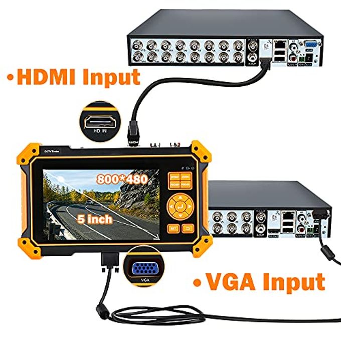 wsdcam 5 Inch Tft-Lcd Screen Cctv Camera Tester Monitor Support 4K 8Mp Cvi Tvi Ahd Sdi Cvbs Analog Camera, Support Hdmi In Vga In Ptz Control/Dc12V Power Output/Utp Cable Tester, 3200-Plus - Image 3
