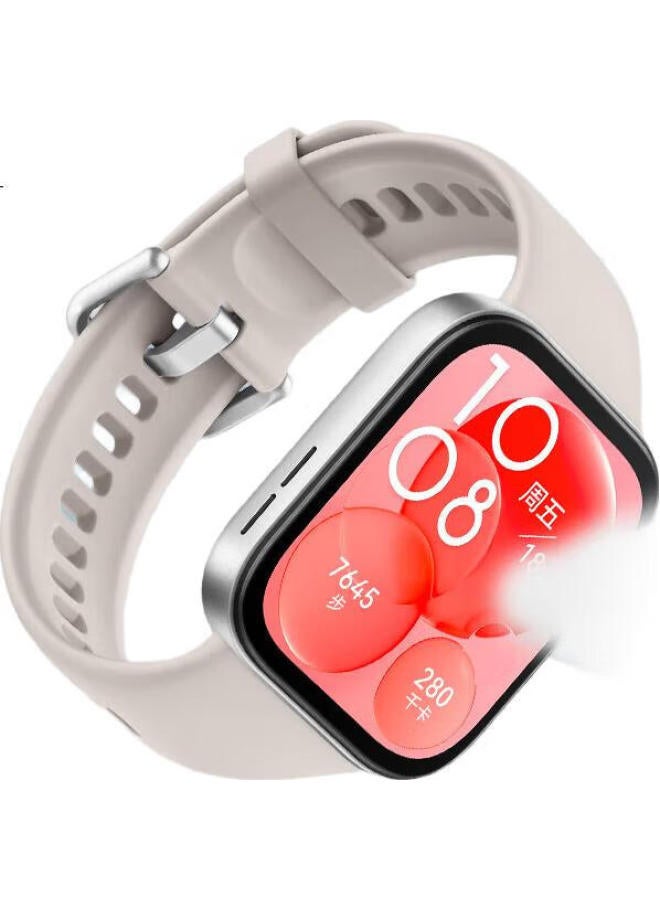 Freeson Compatible With Huawei Watch Fit3 Strap, Smart Sports Watch Quick-Release Wristband, Huawei Watch Fit3 Detachable Replacement Liquid Silicone Skin-Like Soft Strap, Gray And White - Image 3