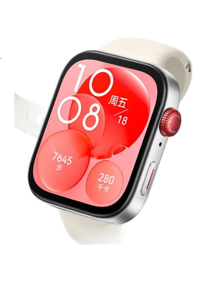 Freeson Compatible With Huawei Watch Fit3 Strap, Smart Sports Watch Quick-Release Wristband, Huawei Watch Fit3 Detachable Replacement Liquid Silicone Skin-Like Soft Strap, Gray And White - Image 1