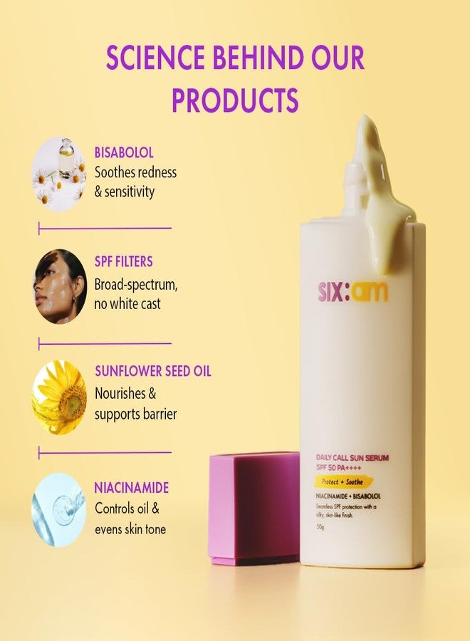توهج ستة واقي الشمس الكوري SIX:AM 3 في 1 بعامل حماية SPF 50 PA++++ مع 2% نياسيناميد وبيسابولول | واقي شمس مضاد للشيخوخة ومُفتّح للبشرة الحساسة والدهنية والجافة | سيروم خفيف الوزن وغير لزج + مرطب + واقي شمس لحماية مثالية من أشعة الشمس | لا يترك أي أثر أبيض - Image 5