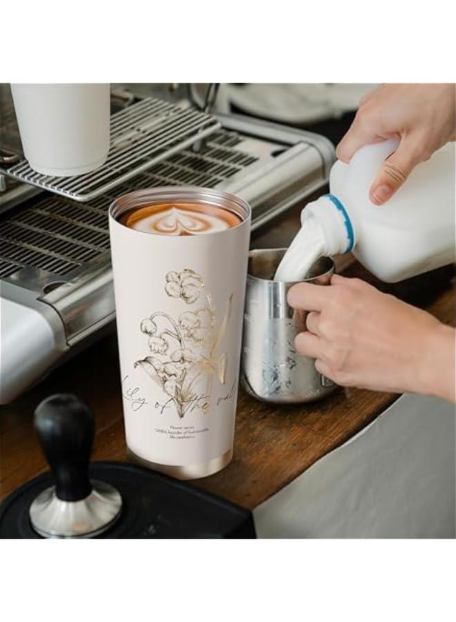 20 oz portable coffee travel mug with Lid and Straw - Leak-Proof, Vacuum Insulated Stainless Steel,BPA-Free,travel tea cup. (Tea White) - Image 3