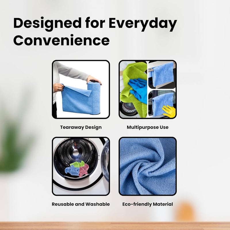 Straame Microfiber Cloth Roll - Ultra-Absorbent, Lint-Free Cleaning Towels in Assorted Colors - Image 4