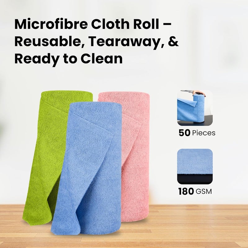 Straame Microfiber Cloth Roll - Ultra-Absorbent, Lint-Free Cleaning Towels in Assorted Colors - Image 2