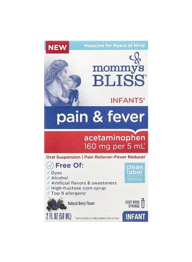 Mommy's Bliss Mommy's Bliss, Infants' Pain & Fever, Natural Berry, 160 mg , 2 fl oz (59 ml) - Image 1