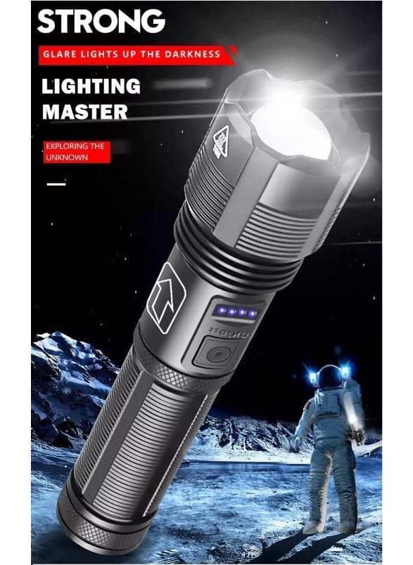 Birud - Birud Zoomable LED USB Torch Light Adjustable Focus Tactical Flashlight with 5 Modes Torch for Emergency Best Camping Outdoor Telescopic Zoom - Image 1