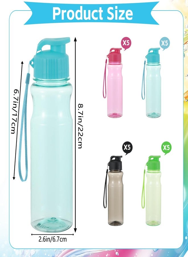 Wenceda 20 Packs Water Bottle Bulks 17 oz Plastic Sports Water Bottles Bulk Reusable Large Bottles with Leak Proof Pull Top Cap for Fitness Gym Travel - Image 2