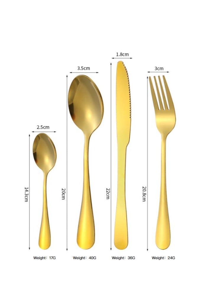 general Cutlery Set Stainless Steel Cutlery Set + Cutlery Rack Includes 24 Pieces Gift Box High Value Safe - Gold - Image 2