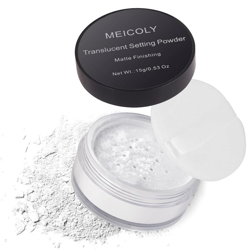 MEICOLY TalcFree Setting Powder with SifterLong Lasting Loose Face PowderTranslucent Powder Colorset PowderMatte Finishing White Face Paint Setting Powder for Halloween SFX MakeupOil Control