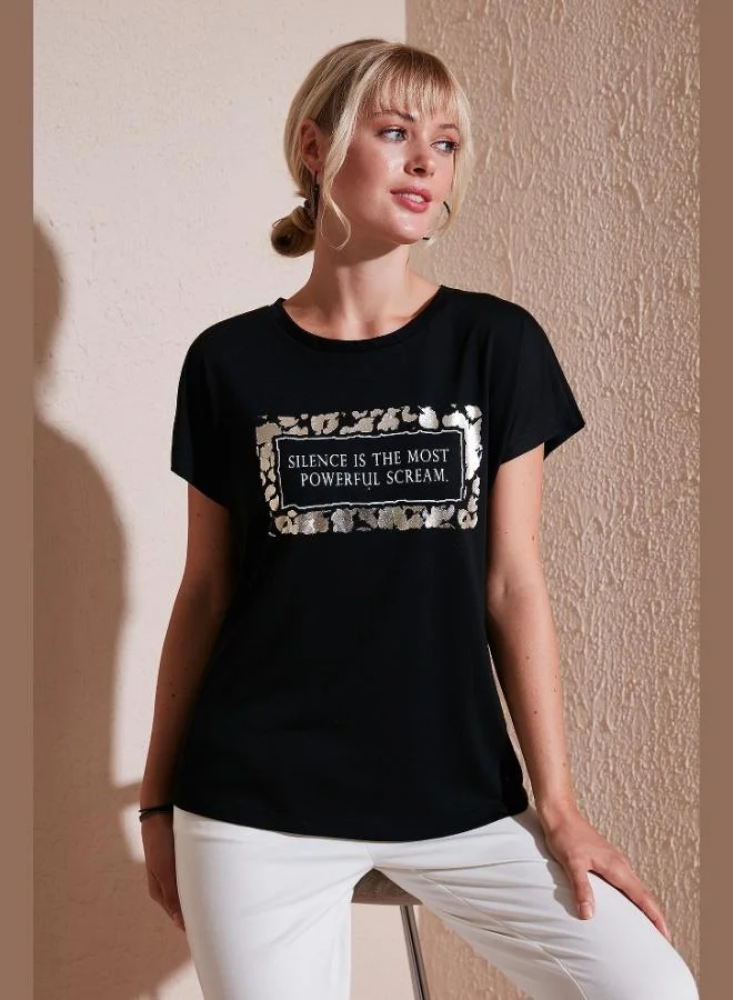 Lela Lela Printed Crew Neck Regular Fit T-Shirt Women's T-Shirt 6671007