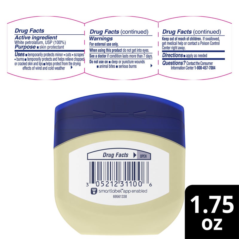 Vaseline Petroleum Jelly Travel-Size 2-Pack â€“ Hypoallergenic Skin Protectant, Unscented Healing Ointment for Beauty & Personal Care, 1.75 Oz Ea - Image 2