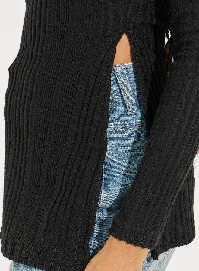 Take Two Rib Knit Top with Side Slit