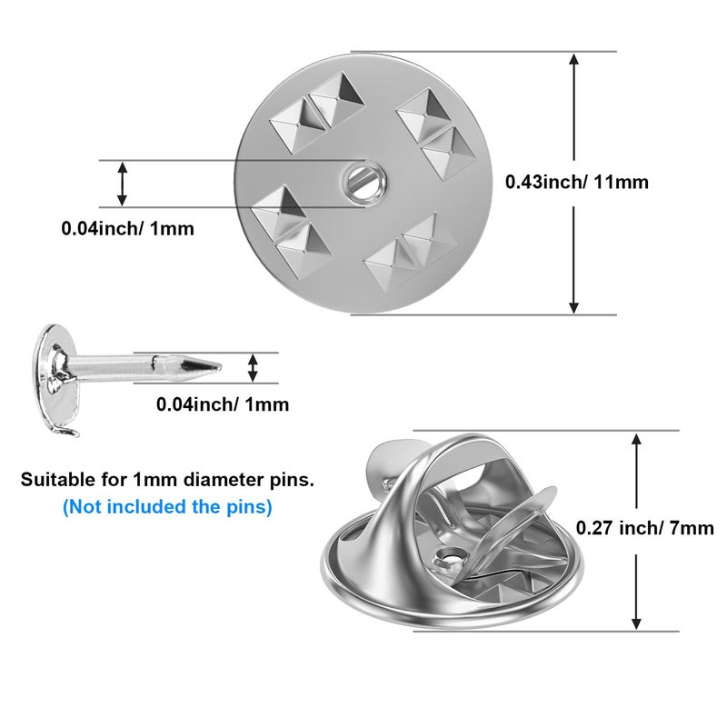 Weico 50PCS Metal Locking Pin Backs, Pin Keepers Locking Clasp, Badge Insignia Pin Backs Replacement (Silver) - Image 2