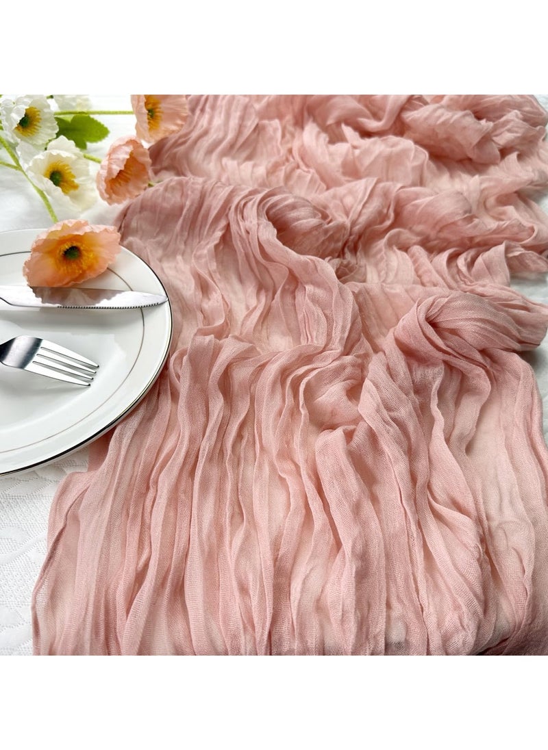 Ramadan Pink Translucent Table Runner Soft Boho Wrinkled Gauze Sheer Cloth for Baby Shower Baptism Birthday Party Wedding Centerpiece Table Decoration 90cm×300cm - pzsku/Z1DF34FEBFBC846989291Z/45/_/1718608629/50c5bd0a-1c4c-4323-a187-3b5ac484f593