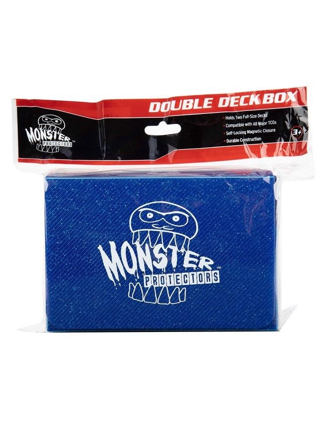 Monster Protectors - Monster Magnetic Double Trading Card Deck Box (Blue Glitter) W 2 Removable Deck Sleeves Holds 150 Gaming Tcgs Compatible W Yugioh Mtg Magic The Gathering Pokémon Durable Riveted Construction - Image 1