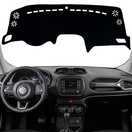 KEEGTBOX Dash Mat Cover Interior Dashboard Protection pad Compatible with Jeep Renegade SUV Sport Latitude Limited Trailhawk 20152022 Sunshade Glare UV Rays Protector Black Trim - Image 1