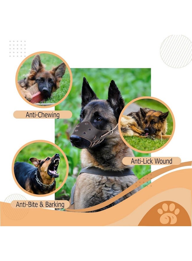 Dog Mouth Leather Cover Muzzle Guard With Adjustable Strap Buckle Muzzle Ideal For For Grooming, Training And Chewing Aggressive Medium Dog (Multicolor) (Large) - Image 3