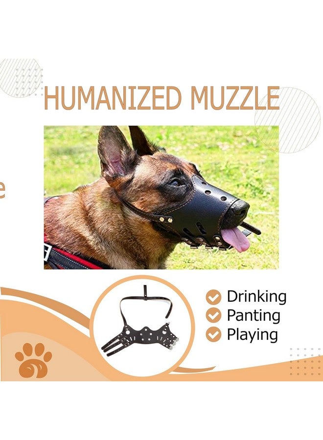 Dog Mouth Leather Cover Muzzle Guard With Adjustable Strap Buckle Muzzle Ideal For For Grooming, Training And Chewing Aggressive Medium Dog (Multicolor) (Large) - Image 4