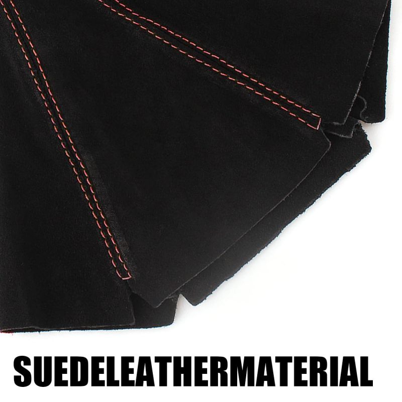 Suede Shift Boot Cover: Black With Red Thread, Trimmable Custom Fit, Universal Shift Boot Cover - Soft Protective Dust Cover, Manual Shifter Cover for Manual and Automatic Car Interiors - Image 4