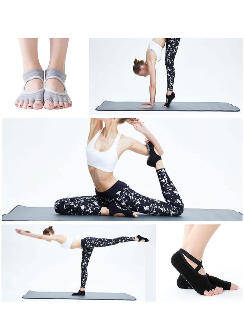 Generic 4 Pairs Non Slip Yoga Socks, Women Dress Socks Clasped Pilates Socks for Ballet Pilates Barre Dance  - Image 2