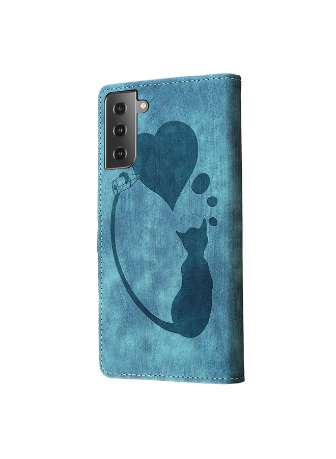 S-TOP Case For Samsung Galaxy S21 5G Pen Heart Cat Embossed Leather Phone Case - Image 4